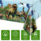 Tiamon 3 Pcs Dinosaur Tablecloths – 54x108 in Blue Waterproof Party Covers