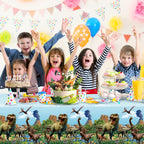 Tiamon 3 Pcs Dinosaur Tablecloths – 54x108 in Blue Waterproof Party Covers