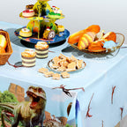 Tiamon 3 Pcs Dinosaur Tablecloths – 54x108 in Blue Waterproof Party Covers