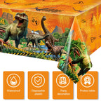 Tiamon 3 Pcs Dinosaur Tablecloths – 54x108 in Yellow