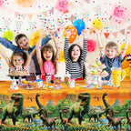 Tiamon 3 Pcs Dinosaur Tablecloths – 54x108 in Yellow