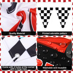 Tiamon Racing Car Party Decorations Set — 9 Signs, 2 Checkered Flags, Welcome Banner | Race Car Birthday Supplies