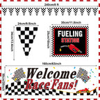 Tiamon Racing Car Party Decorations Set — 9 Signs, 2 Checkered Flags, Welcome Banner | Race Car Birthday Supplies