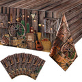 Tiamon 6 Pcs Western Cowboy Tablecloth – Waterproof Plastic Table Cover 54 x 108 in
