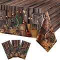 Tiamon 3-Pcs Western Party Tablecloth Set — Waterproof Cowboy Theme Table Covers 137 x 274 cm (54 x 108 in)