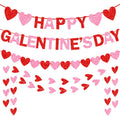 Tifeson Happy Galentine's Day Banner - Red Pink Glitter Heart Garland for Ladies & Girls Parties