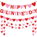 Tifeson Happy Galentine's Day Banner - Red Pink Glitter Heart Garland for Ladies & Girls Parties