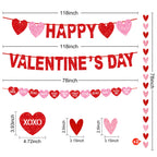 Tifeson Happy Valentine's Day Banner – NO DIY Glitter Red & Pink Heart Garland for Valentines Party Decor