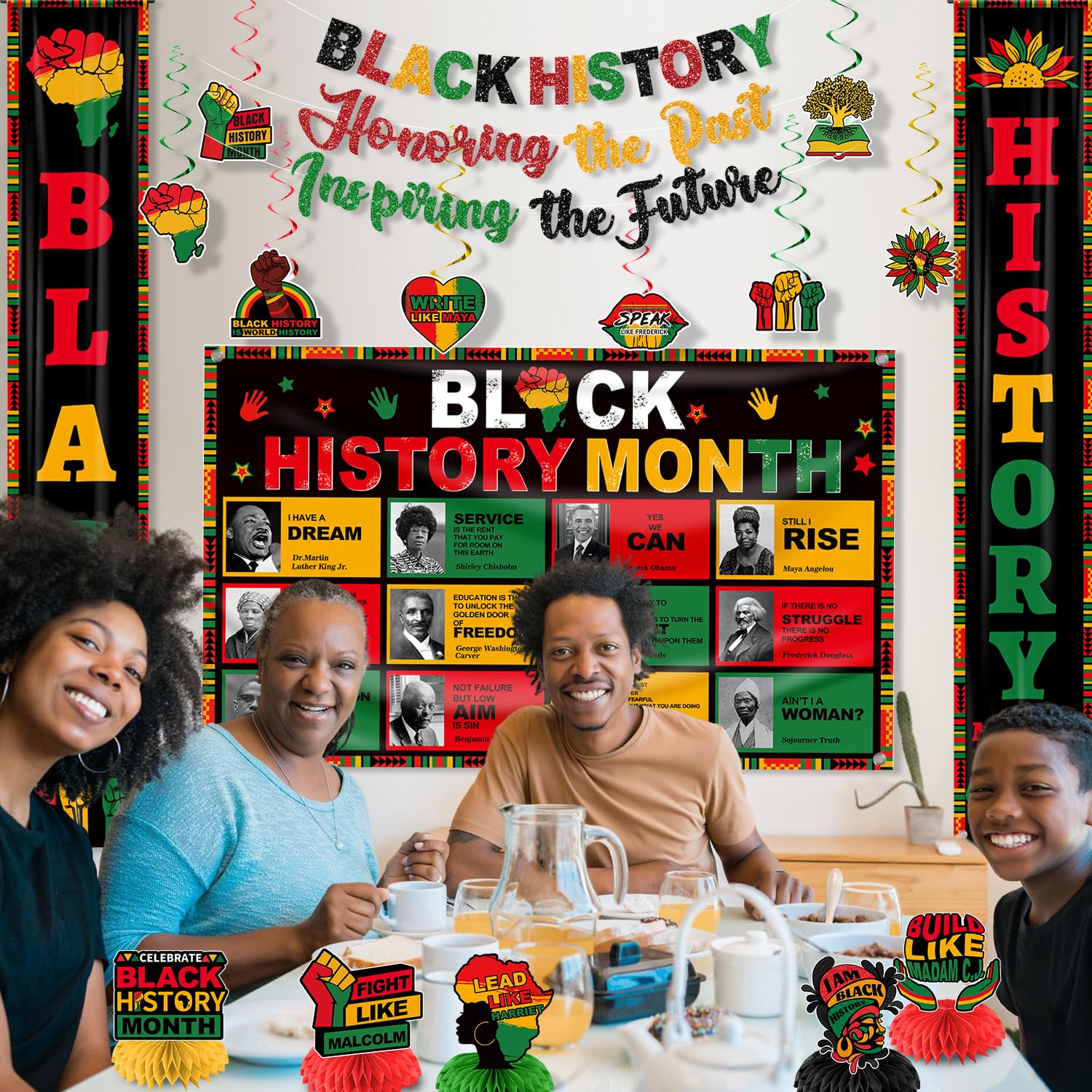 tineit Black History Month Decorations – 24Pcs Banner Set for Classrooms