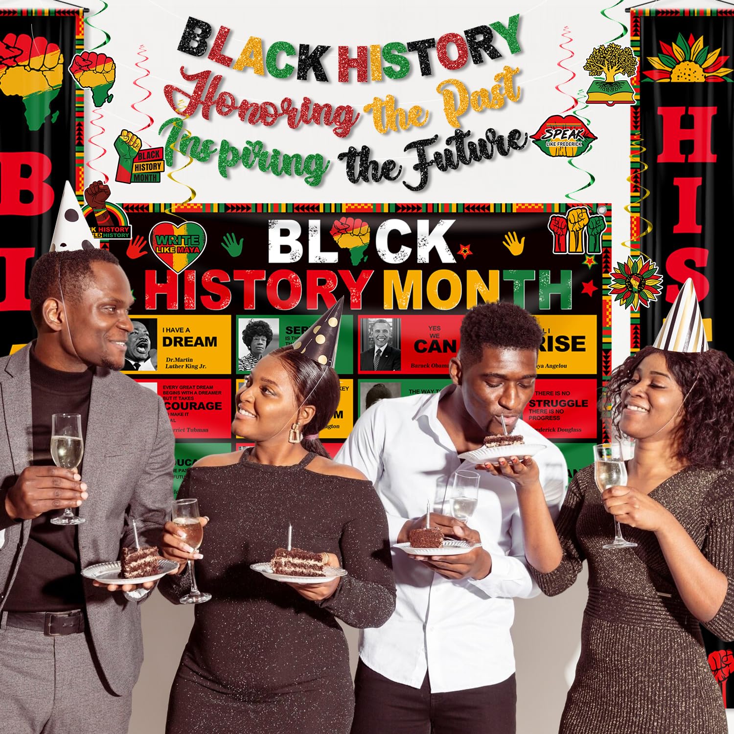 tineit Black History Month Decorations – 24Pcs Banner Set for Classrooms