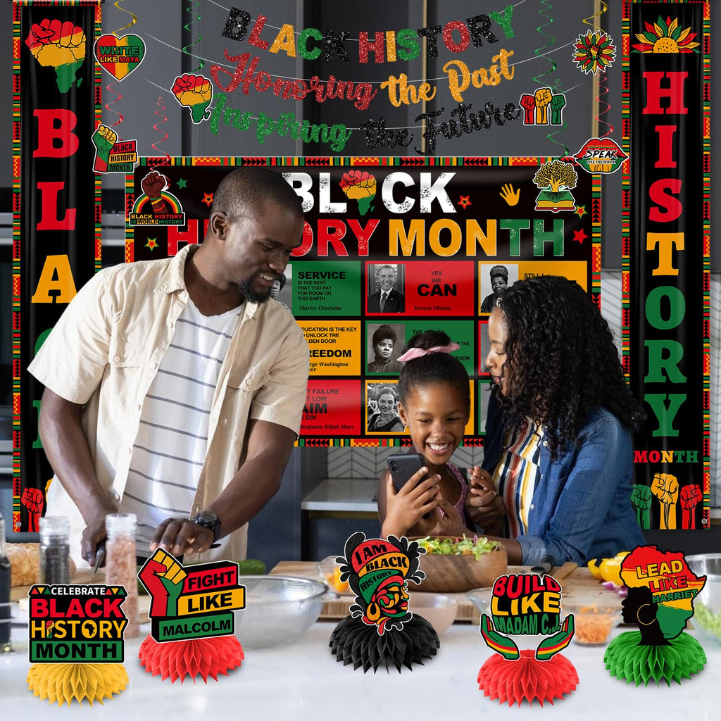 tineit Black History Month Decorations – 24Pcs Banner Set for Classrooms