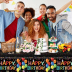 Tingjoo 4 Pcs Happy Birthday Tablecloth | 54 x 108 in Disposable Plastic Table Cover with Colorful Balloons