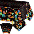 Tingjoo 4 Pcs Happy Birthday Tablecloth | 54 x 108 in Disposable Plastic Table Cover with Colorful Balloons