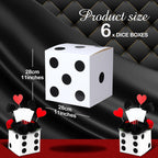 Tinlade 6 Pcs Dice Boxes – 11-Inch Jumbo White Dice for Vegas Casino Theme Party Decor