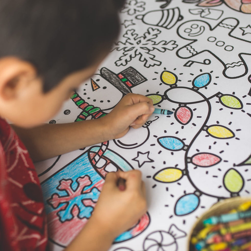 Tiny Expressions Christmas Coloring Tablecloth for Kids | Giant 30x72 Poster (Rolled, No Creases)
