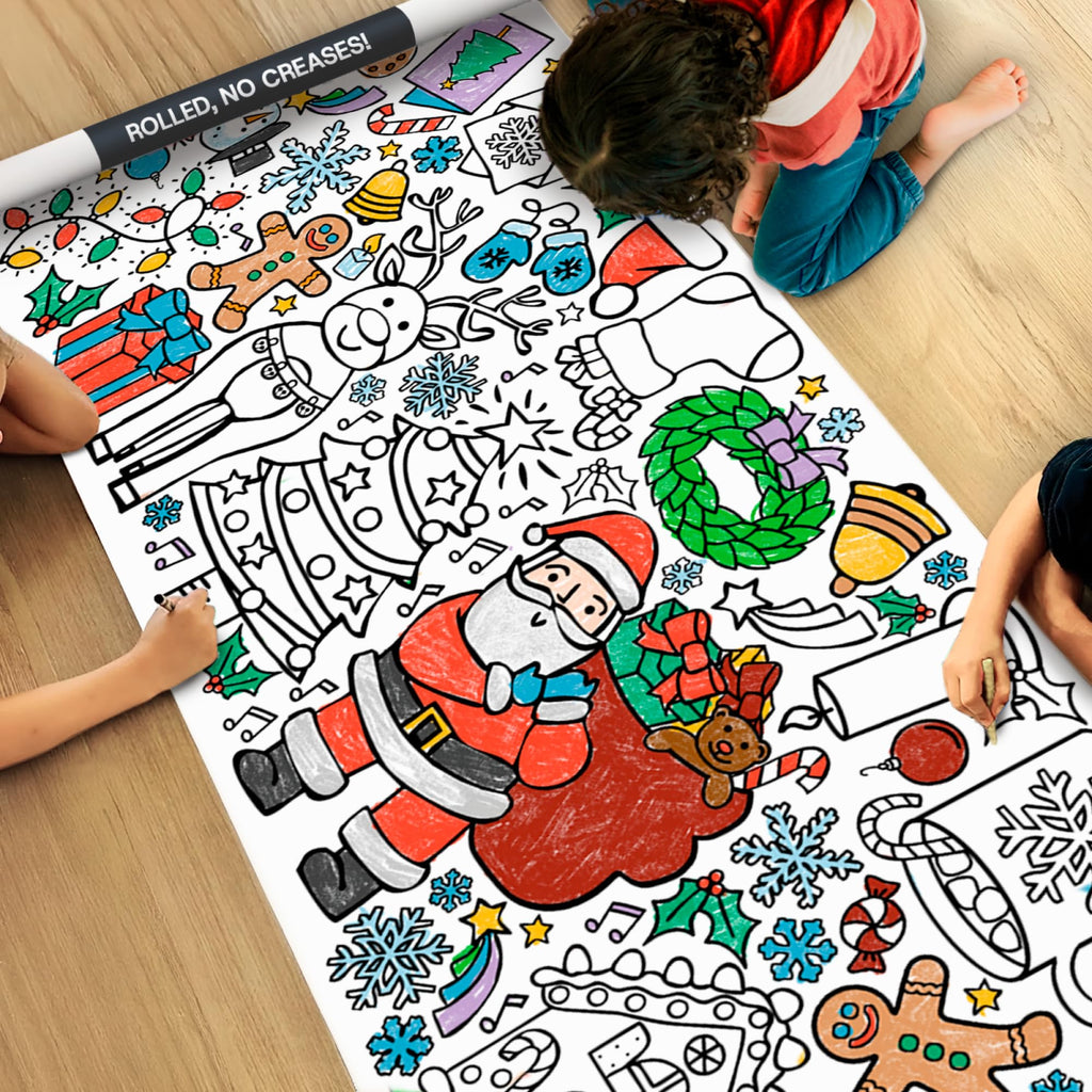 Tiny Expressions Christmas Coloring Tablecloth for Kids | Giant 30x72 Poster (Rolled, No Creases)