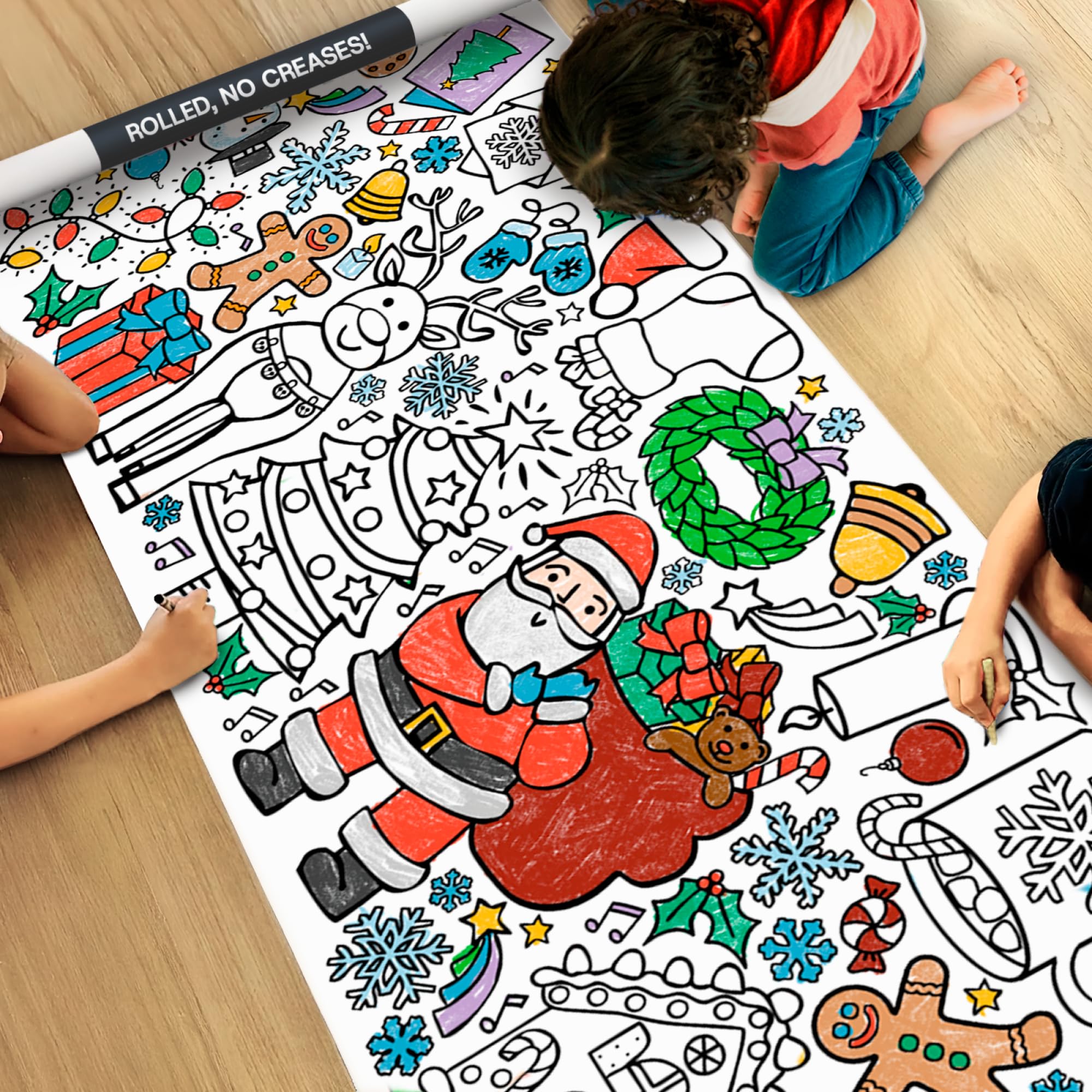 Tiny Expressions Christmas Coloring Tablecloth for Kids | Giant 30x72 Poster (Rolled, No Creases)