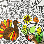 Tiny Expressions Thanksgiving Coloring Tablecloth for Kids - 30x72 Giant Poster (Rolled)