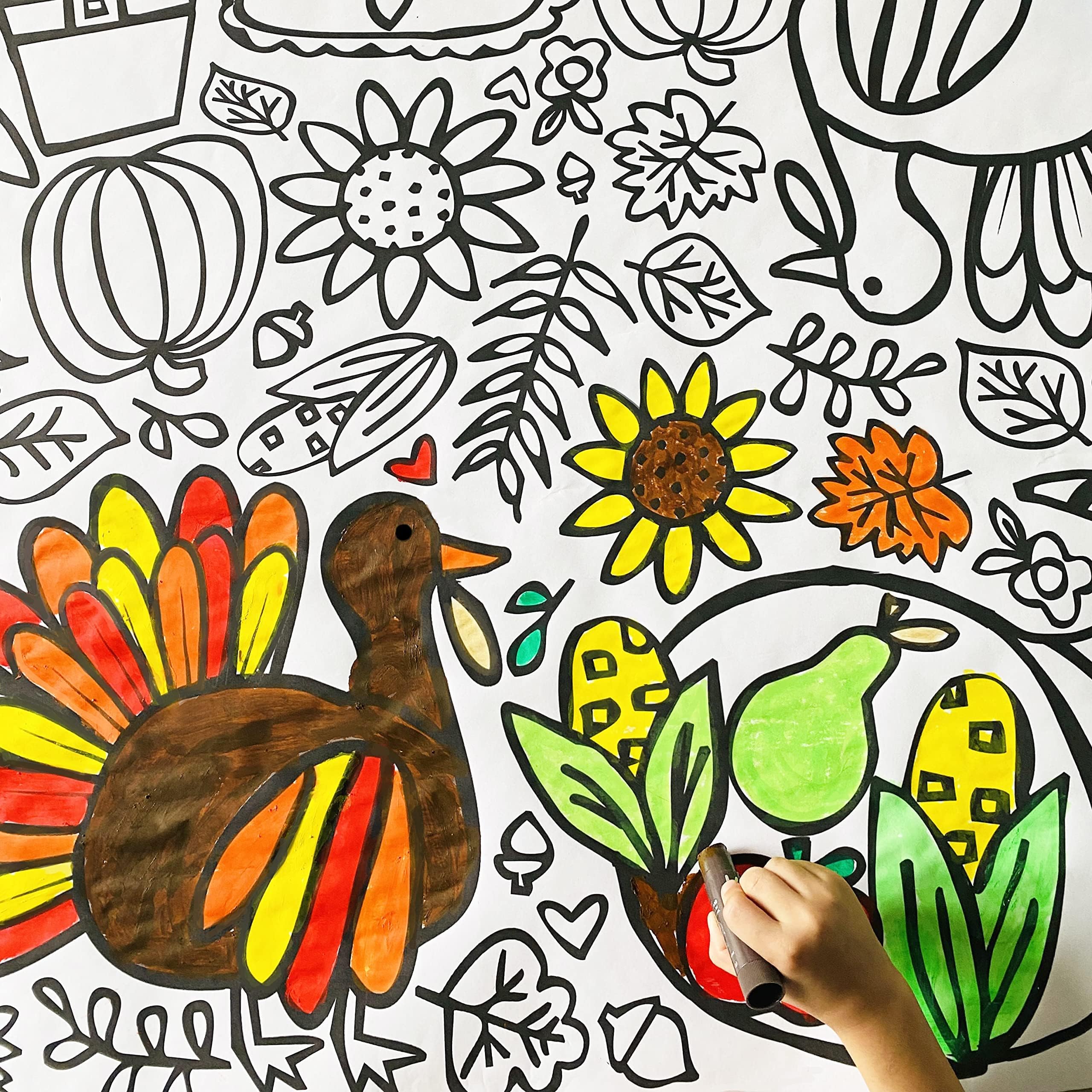 Tiny Expressions Thanksgiving Coloring Tablecloth for Kids - 30x72 Giant Poster (Rolled)