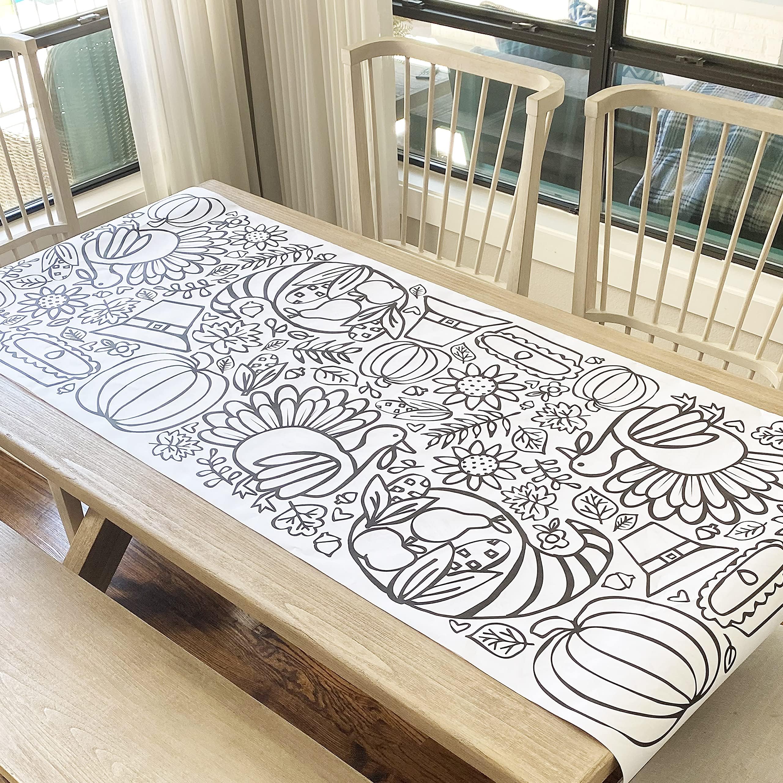 Tiny Expressions Thanksgiving Coloring Tablecloth for Kids - 30x72 Giant Poster (Rolled)