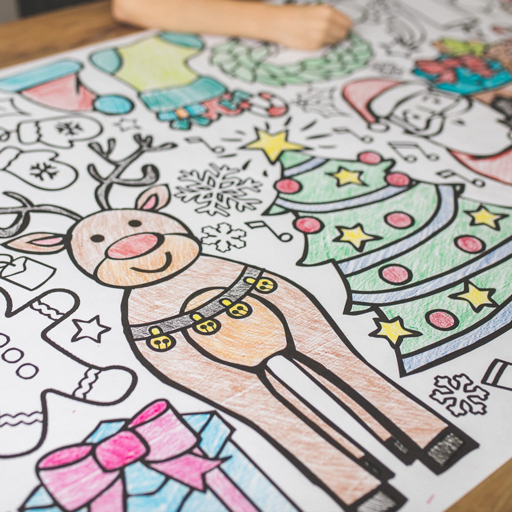 Tiny Expressions Christmas Coloring Tablecloth for Kids | Giant 30x72 Poster (Rolled, No Creases)