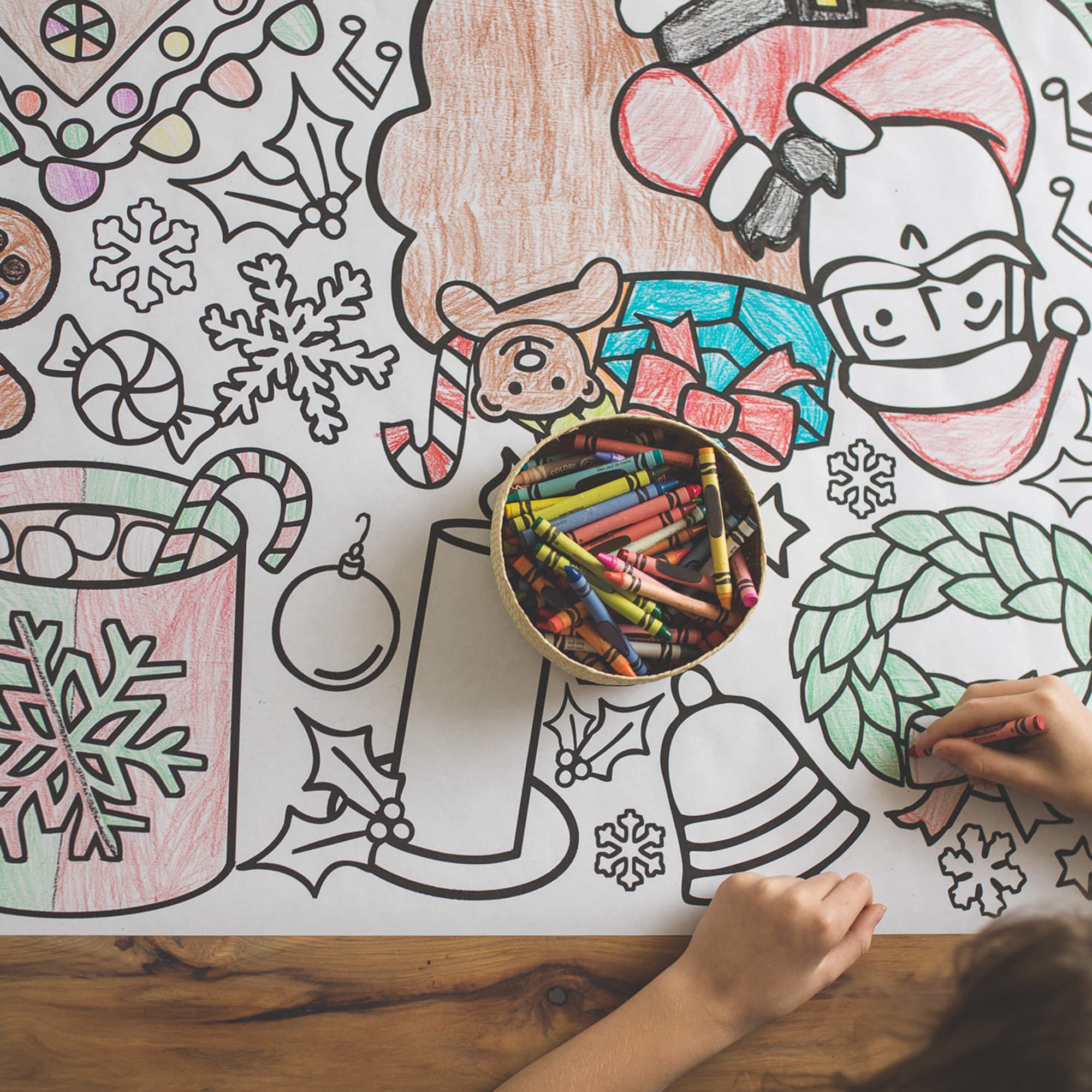 Tiny Expressions Christmas Coloring Tablecloth for Kids | Giant 30x72 Poster (Rolled, No Creases)
