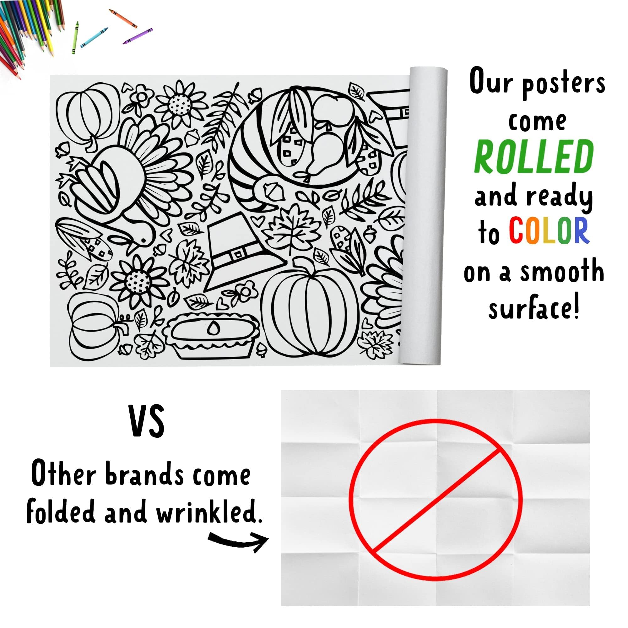 Tiny Expressions Thanksgiving Coloring Tablecloth for Kids - 30x72 Giant Poster (Rolled)