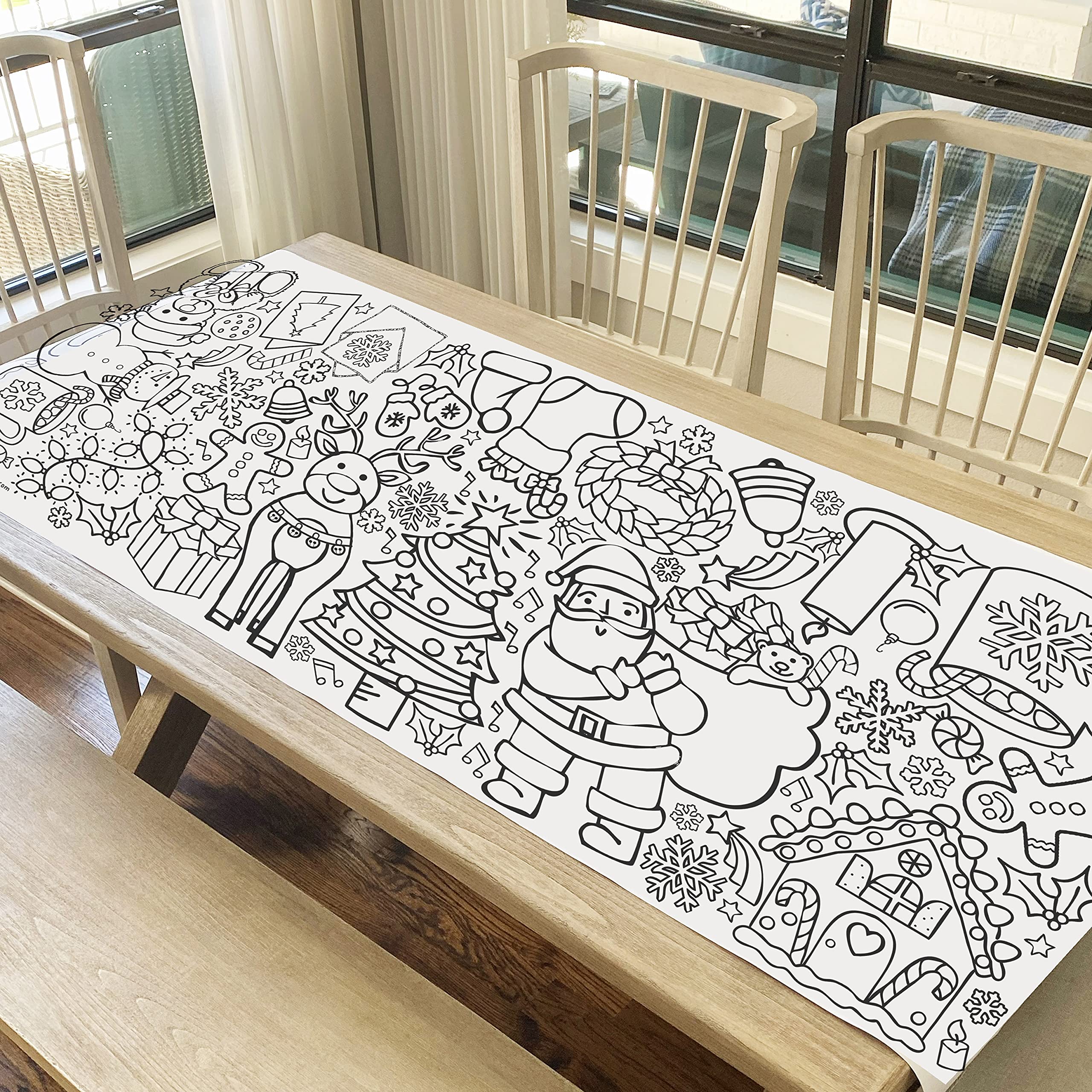 Tiny Expressions Christmas Coloring Tablecloth for Kids | Giant 30x72 Poster (Rolled, No Creases)