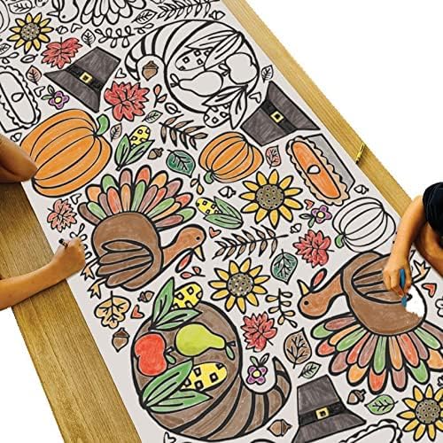 Tiny Expressions Thanksgiving Coloring Tablecloth for Kids - 30x72 Giant Poster (Rolled)