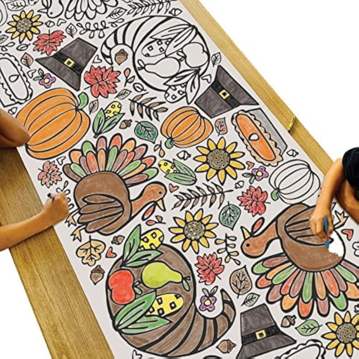 Tiny Expressions Thanksgiving Coloring Tablecloth for Kids - 30x72 Giant Poster (Rolled)