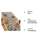 Tiny Expressions Thanksgiving Coloring Tablecloth for Kids - 30x72 Giant Poster (Rolled)