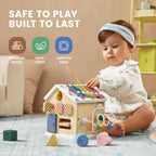 Tiny Land 9-in-1 Wooden Activity Cube – Montessori Toy for Toddlers (Morandi)