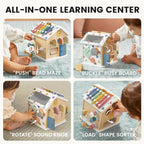 Tiny Land 9-in-1 Wooden Activity Cube – Montessori Toy for Toddlers (Morandi)