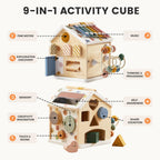 Tiny Land 9-in-1 Wooden Activity Cube – Montessori Toy for Toddlers (Morandi)