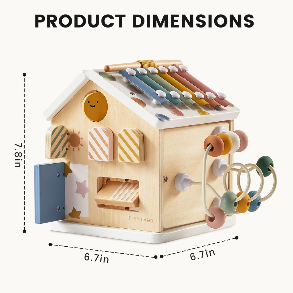 Tiny Land 9-in-1 Wooden Activity Cube – Montessori Toy for Toddlers (Morandi)