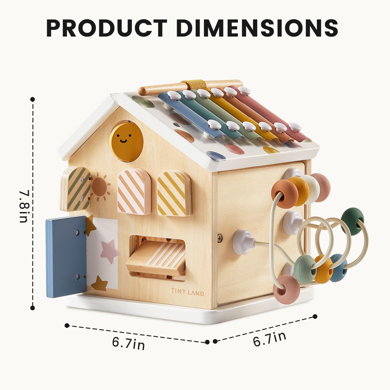 Tiny Land 9-in-1 Wooden Activity Cube – Montessori Toy for Toddlers (Morandi)