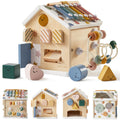 Tiny Land 9-in-1 Wooden Activity Cube – Montessori Toy for Toddlers (Morandi)