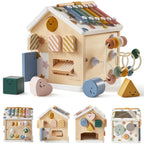 Tiny Land 9-in-1 Wooden Activity Cube – Montessori Toy for Toddlers (Morandi)
