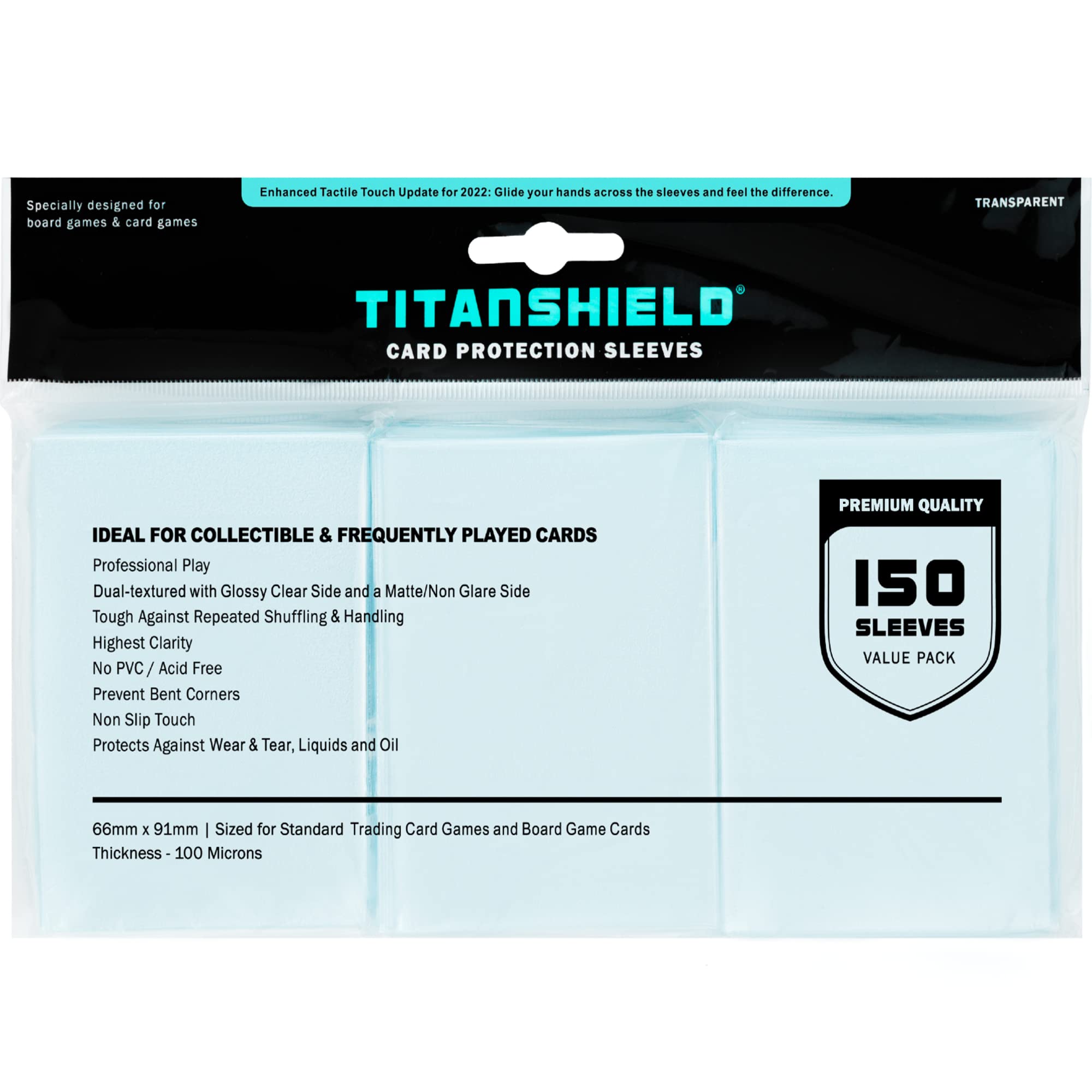 TitanShield Premium Card Sleeves – 150 Pack (66x91mm) Dual-Textured, Archival-Grade for MTG, Pokemon, One Piece, Lorcana