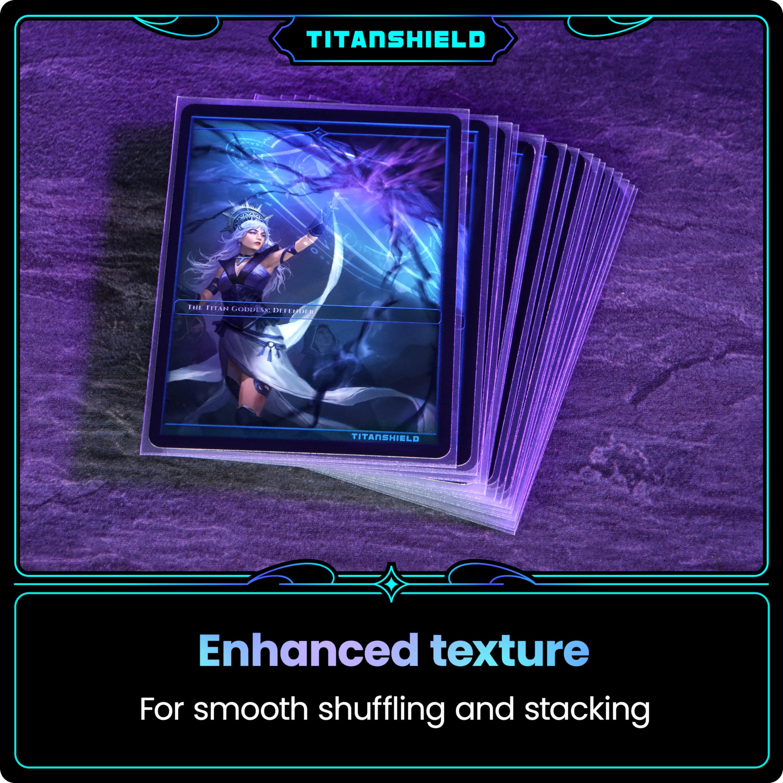 TitanShield Premium Card Sleeves – 150 Pack (66x91mm) Dual-Textured, Archival-Grade for MTG, Pokemon, One Piece, Lorcana