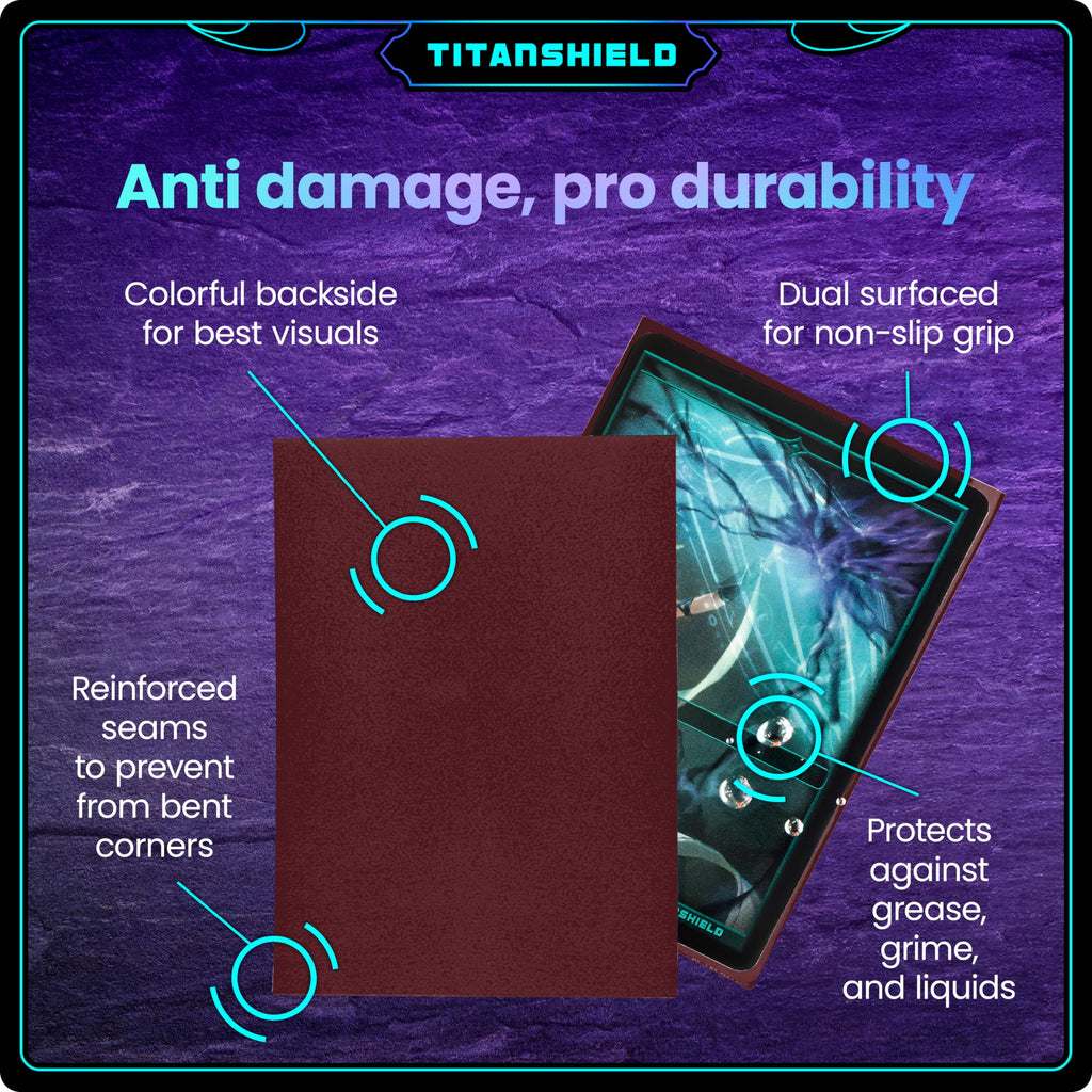 TitanShield Premium Card Sleeves – 150 Standard 66x91mm, Bordeaux Red – Compatible with Pokemon, One Piece, Lorcana, Flesh & Blood, MTG