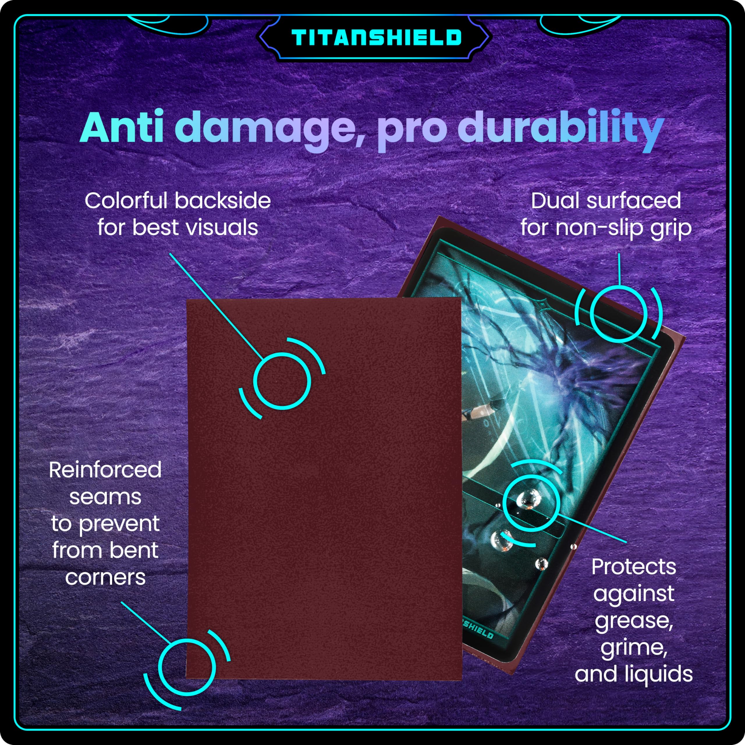 TitanShield Premium Card Sleeves – 150 Standard 66x91mm, Bordeaux Red – Compatible with Pokemon, One Piece, Lorcana, Flesh & Blood, MTG