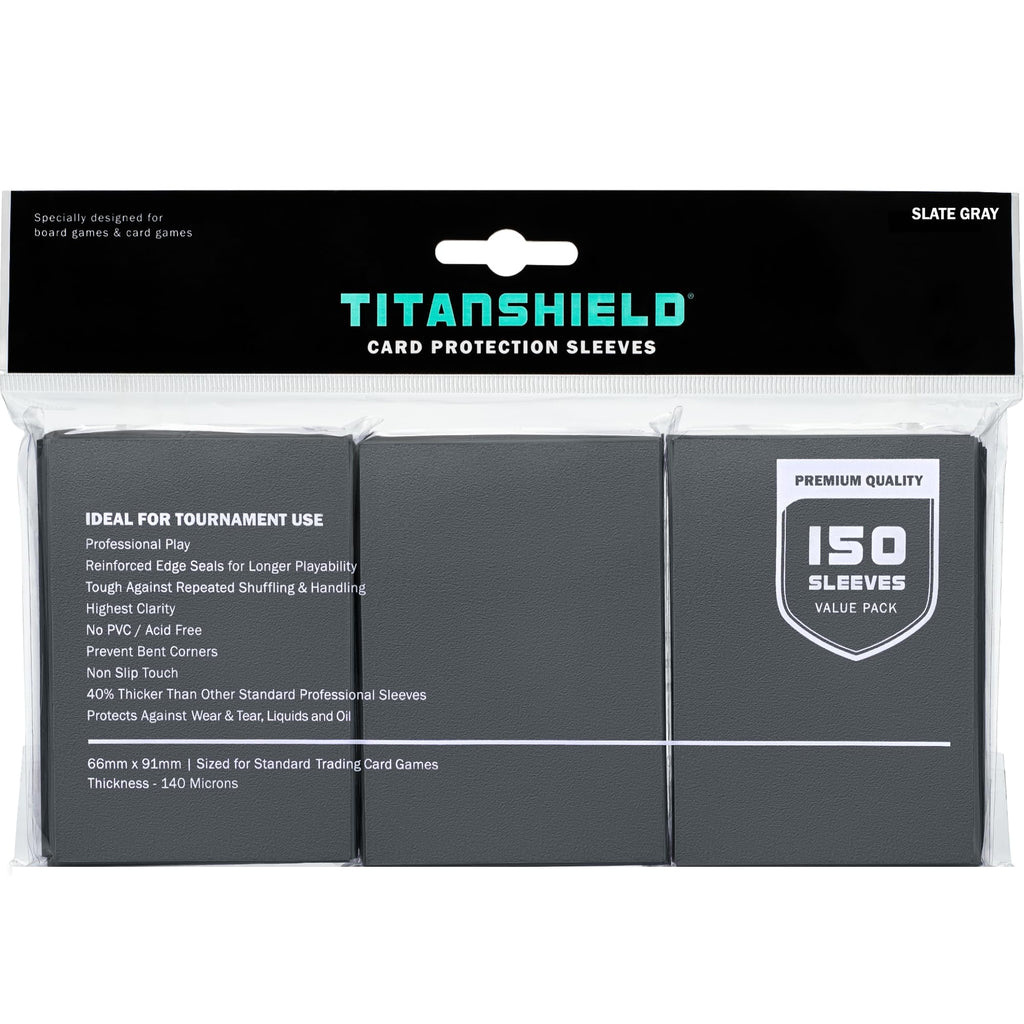 TitanShield Premium Card Sleeves 66x91mm – 150 Pack (Slate Gray) for MTG, Pokemon, One Piece, Lorcana, Flesh & Blood