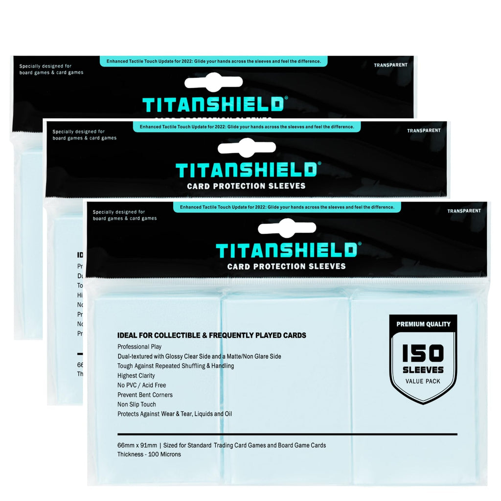 TitanShield Premium Card Sleeves – 150-Pack, 66x91mm, Glossy Front Matte Back for MTG, Pokemon, Lorcana, One Piece, Flesh & Blood