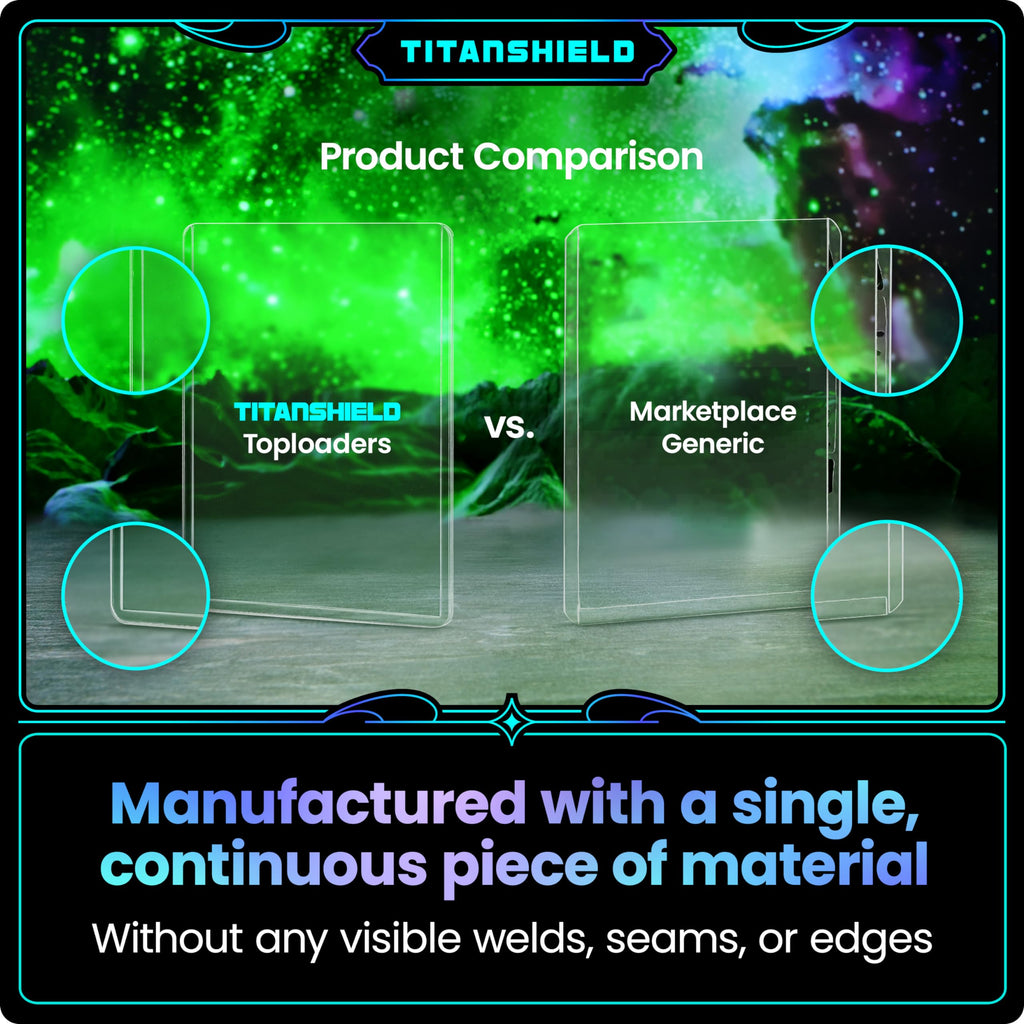 TitanShield 3x4 Inch Seamless Toploaders – 100 ct | Platinum Quality for Pokemon, MTG, Yugioh, and Kpop Photocards