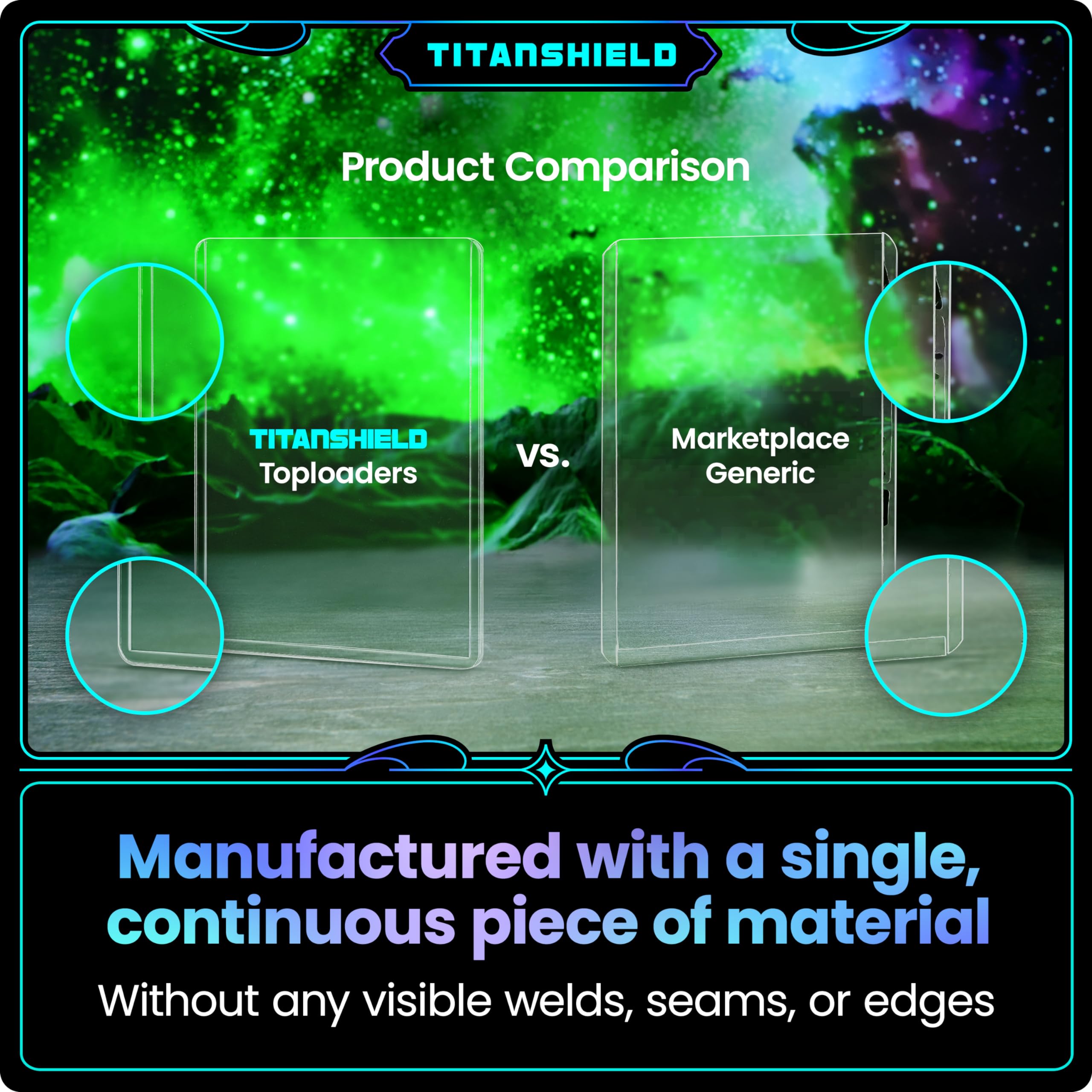TitanShield 3x4 Inch Seamless Toploaders – 100 ct | Platinum Quality for Pokemon, MTG, Yugioh, and Kpop Photocards