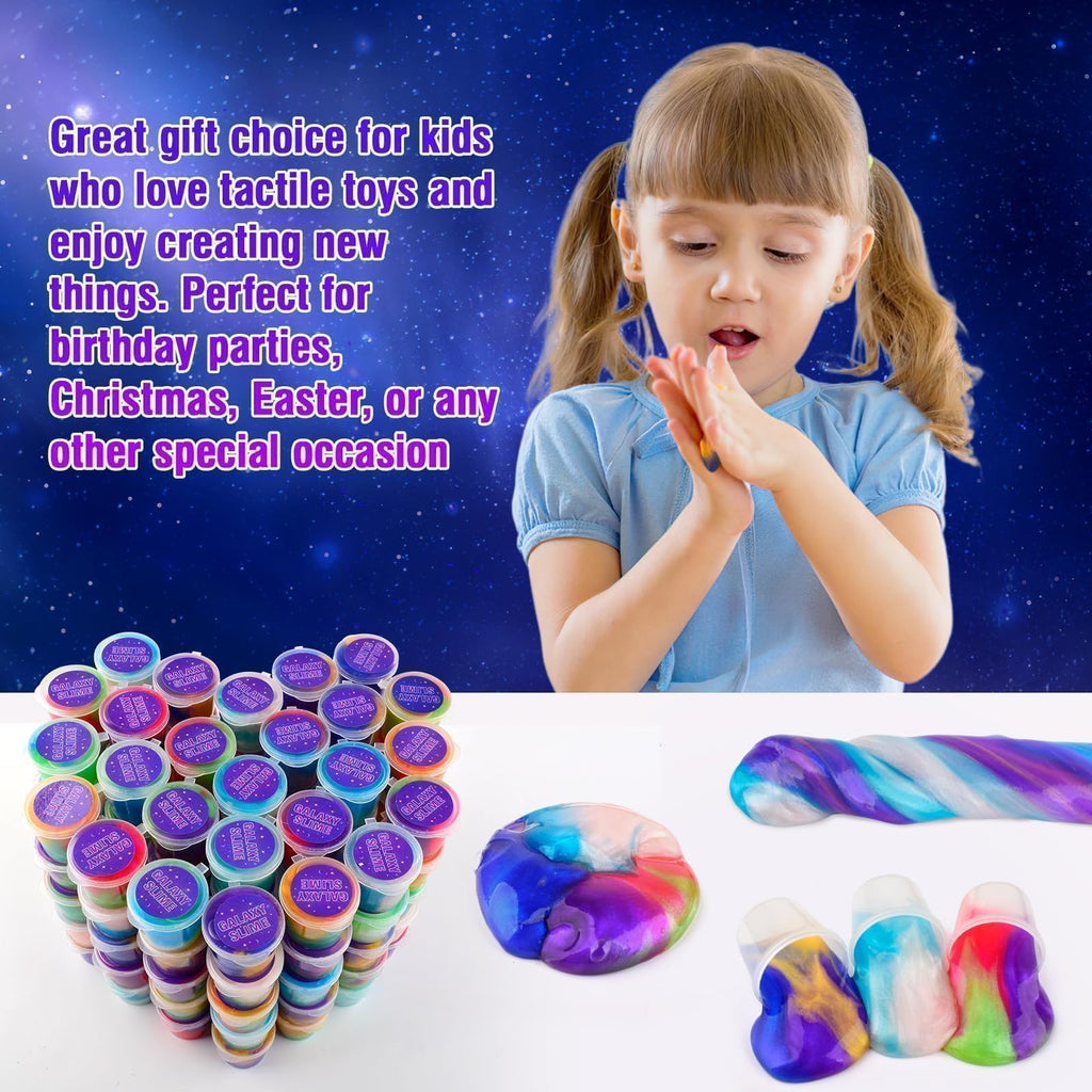TITRITH 80-Pack Valentine Slime Party Favors Kit | Galaxy Slime Toys for Kids 4–12 | Soft Putty & Stress-Relief Play