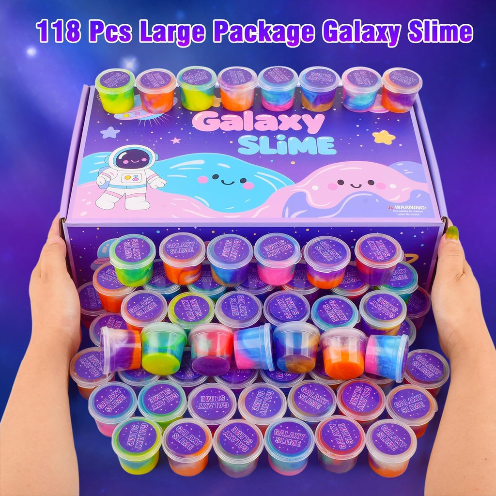 TITRITH 118-Pack Valentine Slime Party Favors Kit – Galaxy Slime Toys for Kids, Soft Putty, Classroom & Gift Bag Prizes