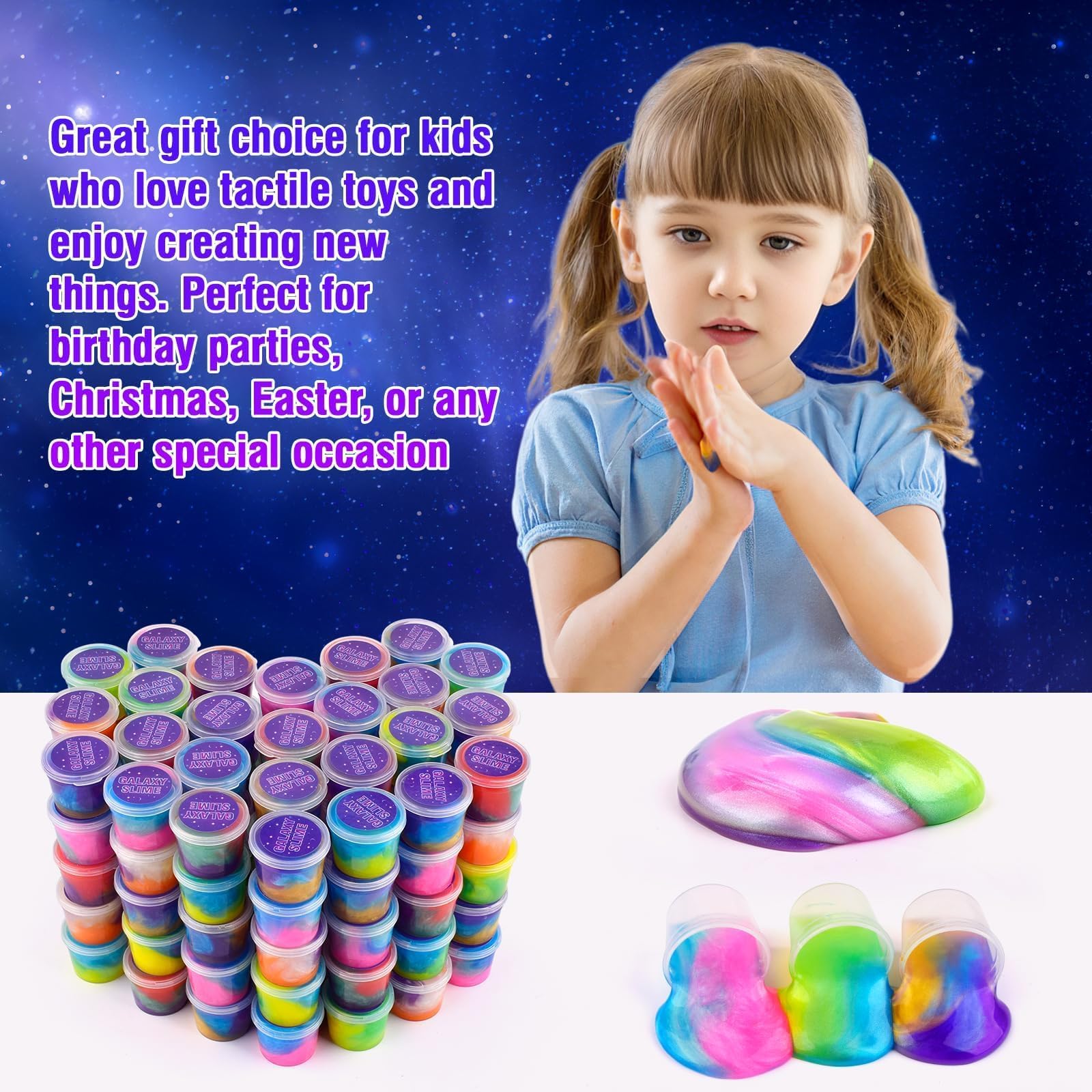 TITRITH 118-Pack Valentine Slime Party Favors Kit – Galaxy Slime Toys for Kids, Soft Putty, Classroom & Gift Bag Prizes