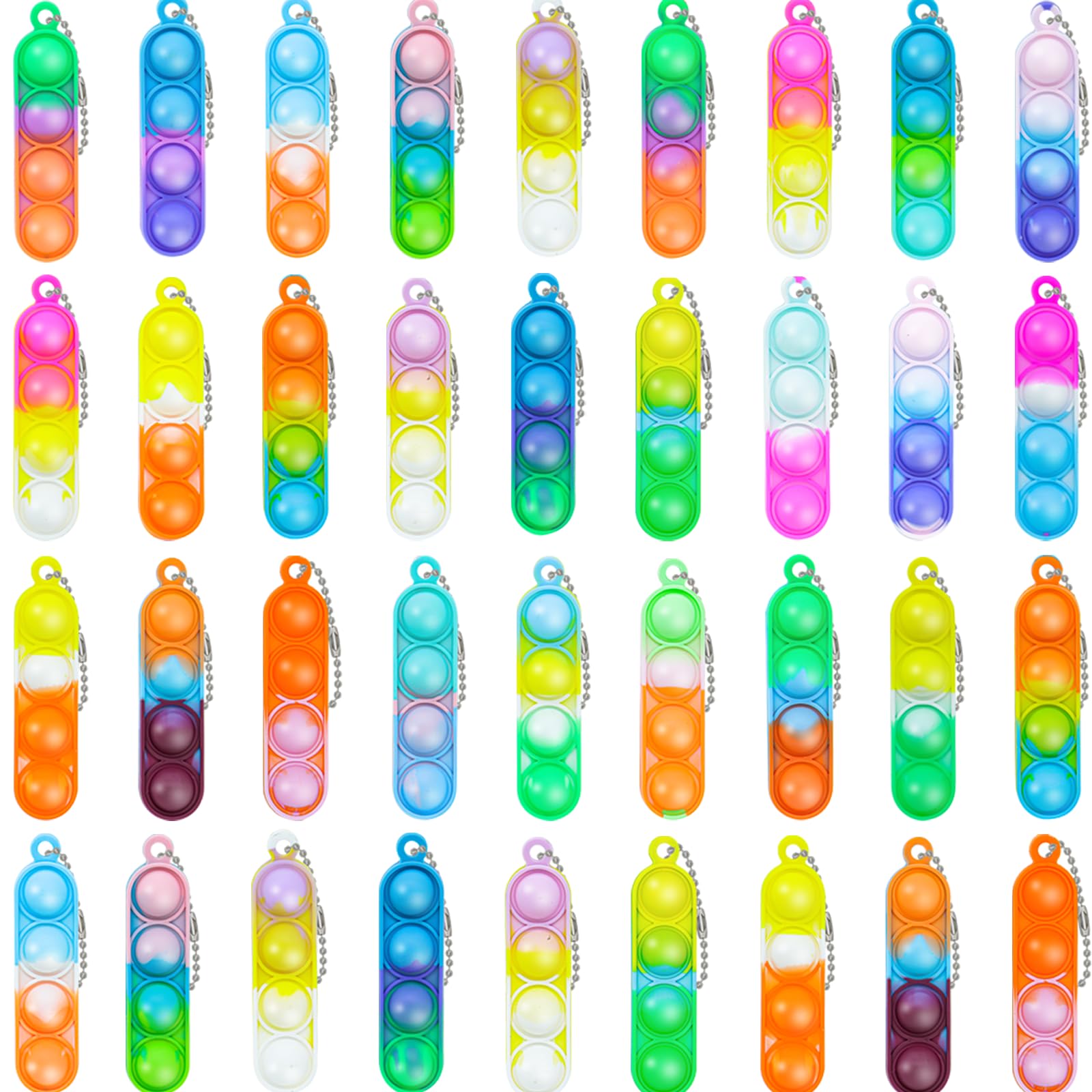 Tiusue 72 Pcs Kids Party Favors Pop Fidget Keychains – Mini Fidget Toys Bulk for Goodie Bags & Classroom Prizes